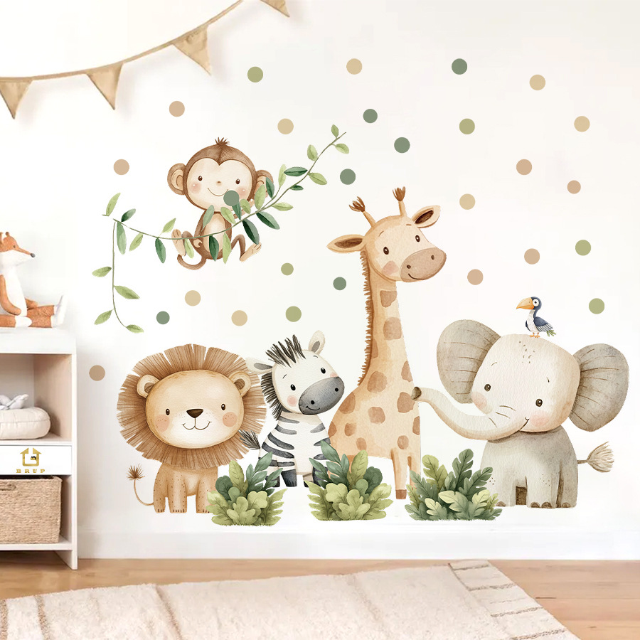 Baby Nursery Decor Girl - Stiker Dinding Hewan Hutan Boho untuk