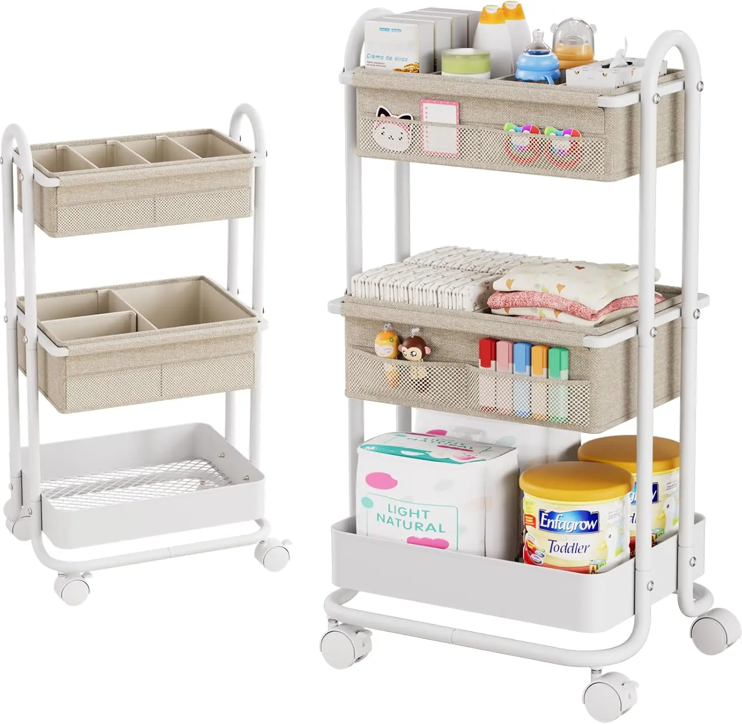 Diaper Caddy Organizer - Organizer Popok Bayi 3 Tingkat, Troli