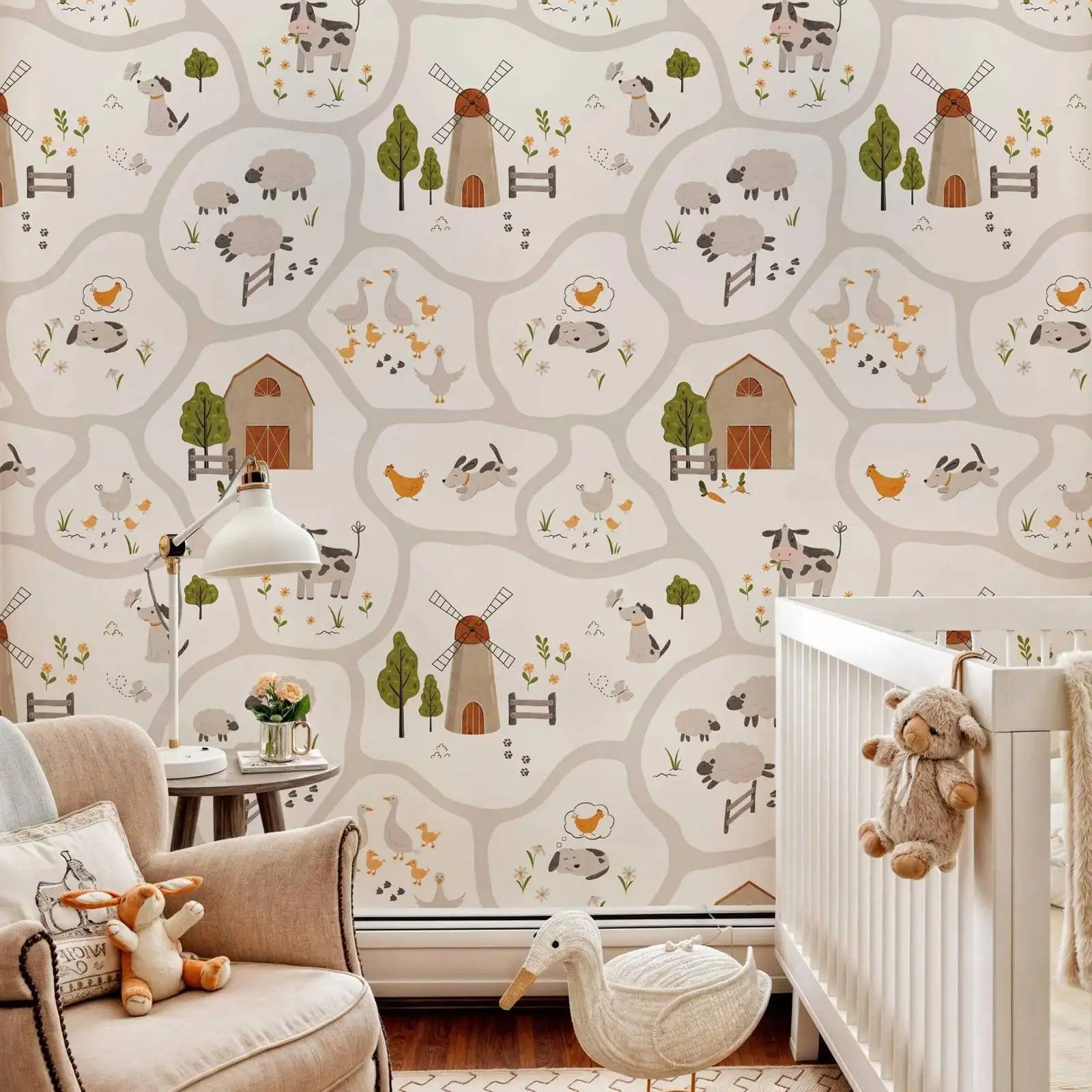 Baby Nursery Water - Wallpaper Anak-anak Hewan Ternak Lucu Kupas