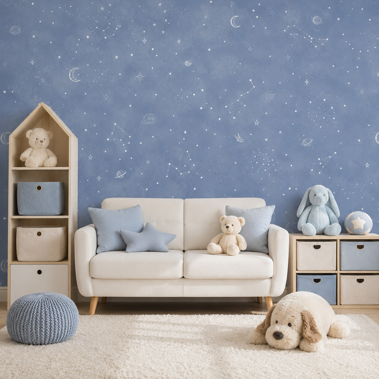Baby Nursery Water - Wallpaper Langit Berbintang Biru Perekat Sendiri,
