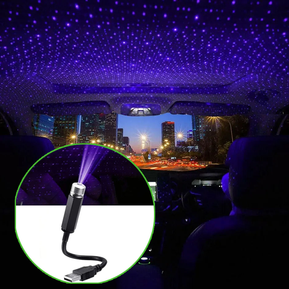 Night Light Projector Stars - Lampu Malam LED Mini Mobil Bertema