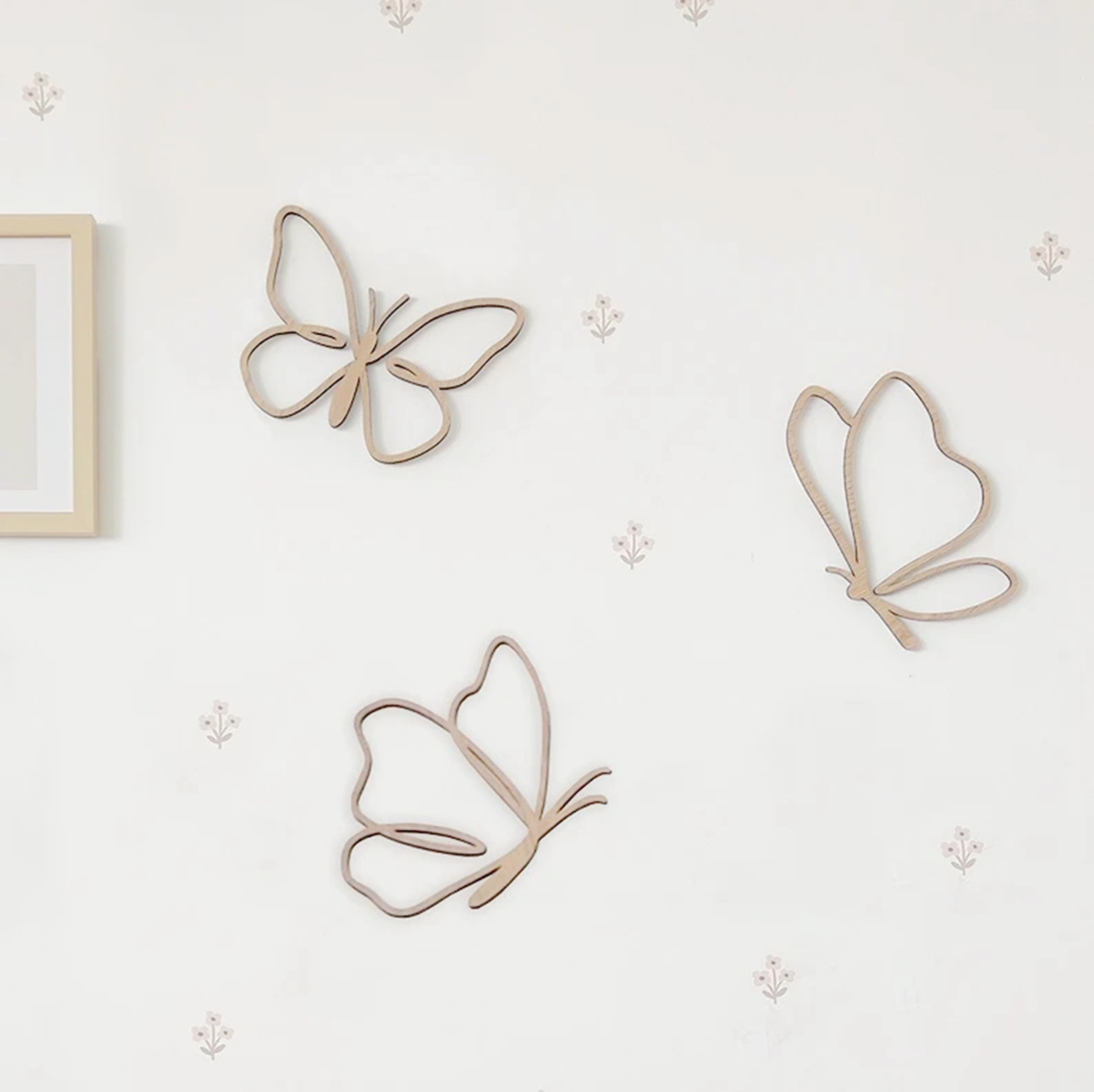 Baby Nursery Artwork - Papan Kayu Kupu-Kupu, Dekorasi Dinding Kayu,