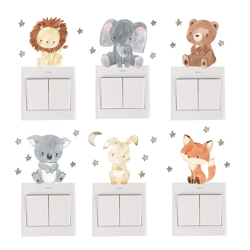Baby Nursery Water - 1/2/4/6Set Stiker Dinding Hewan Kartun untuk