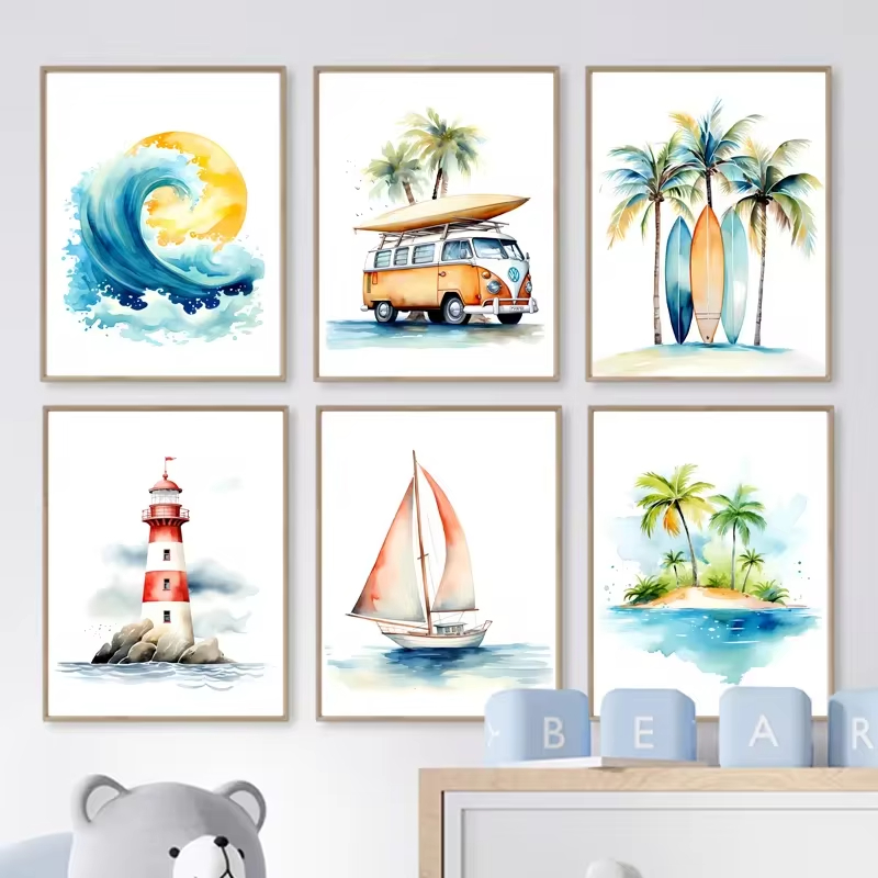 Surf tema laut pembibitan merc - Baby Nursery Ocean ulasan dan harga