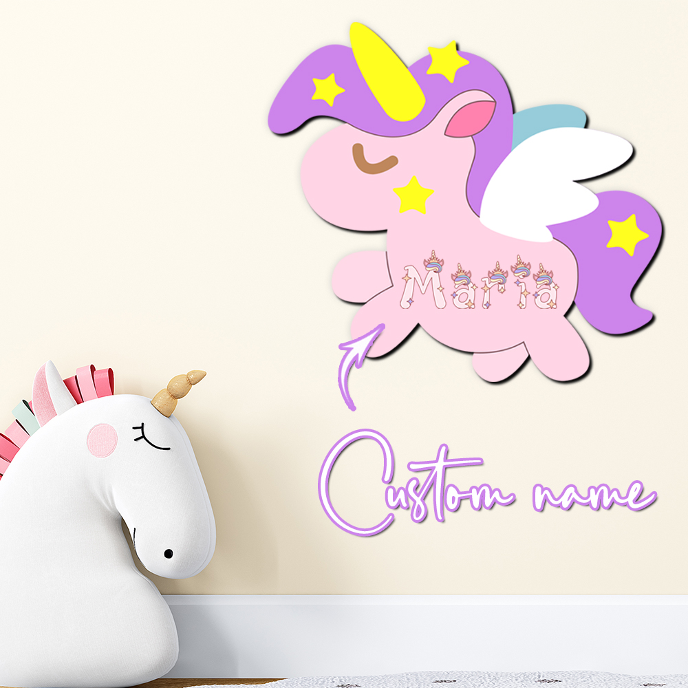 Papan Nama Unicorn Kayu Custom - Baby Nursery Girl ulasan dan harga