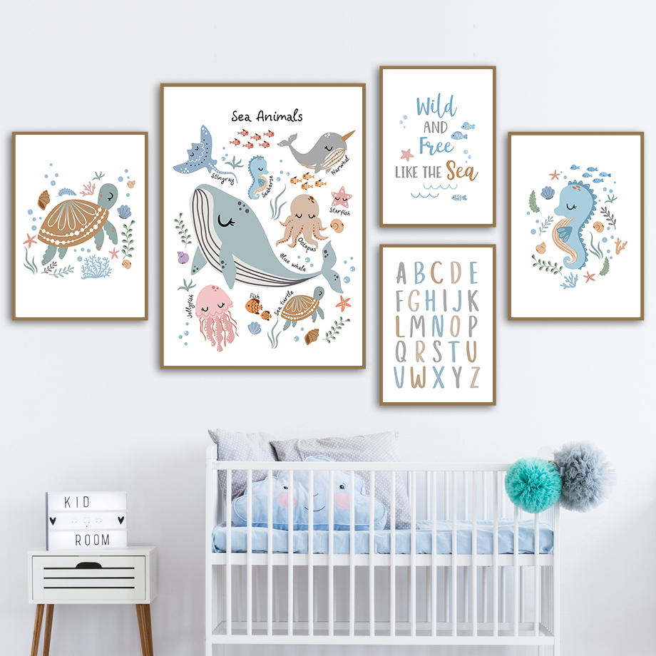 Unframe Hewan Laut Penyu Laut  - Baby Nursery Ocean ulasan dan harga