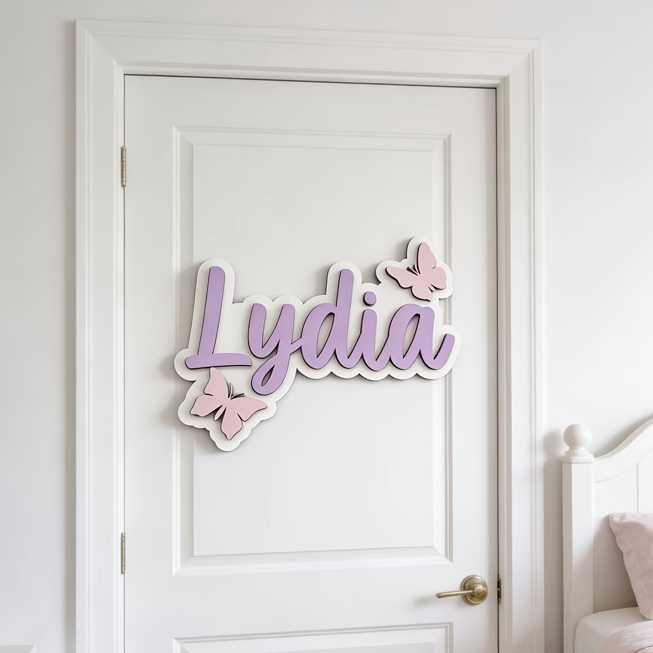 Tanda Kamar Nama Kupu-kupu Bir - Baby Nursery Artwork ulasan dan harga