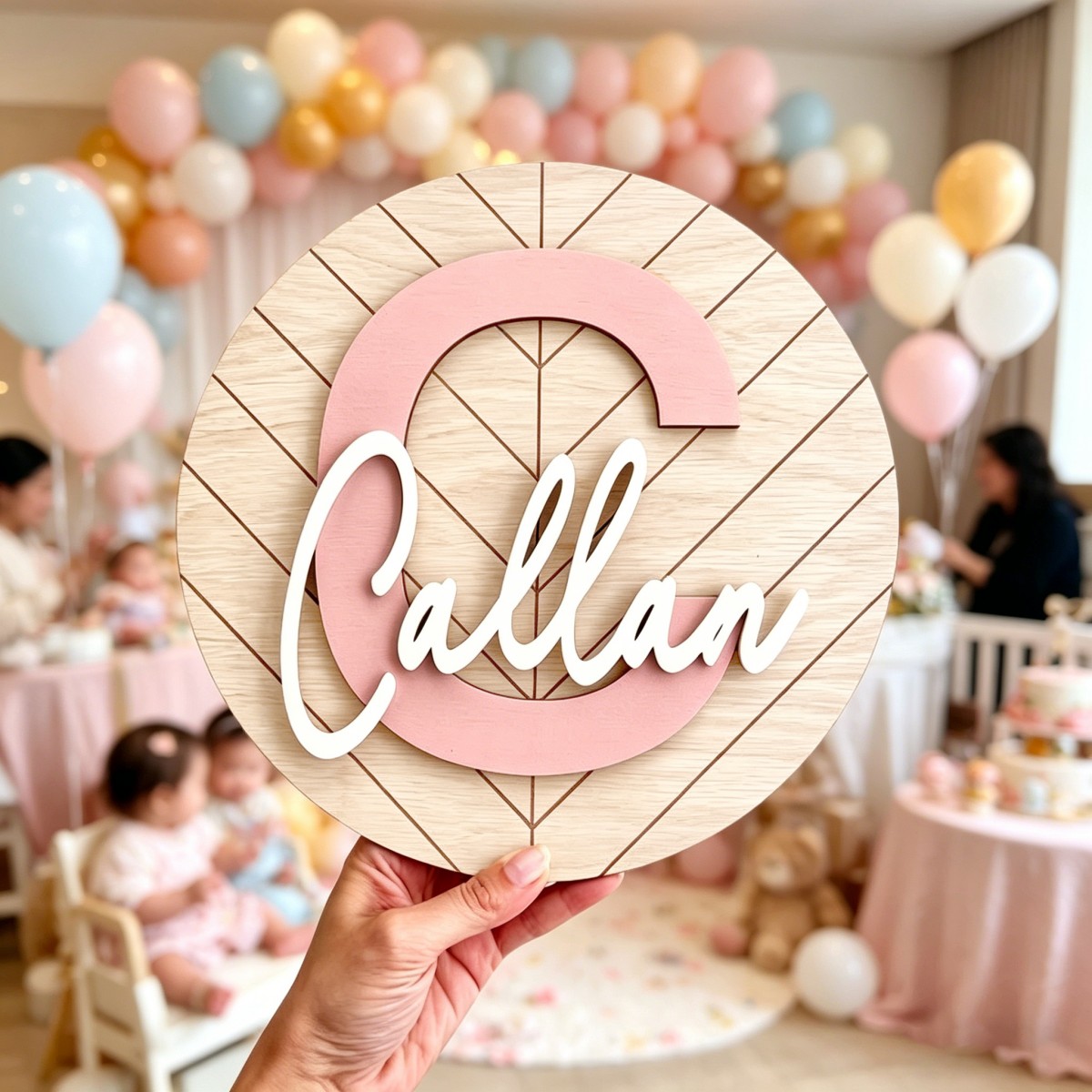 1 Buah Plakat Nama Kayu Geomet - Baby Nursery Diy ulasan dan harga