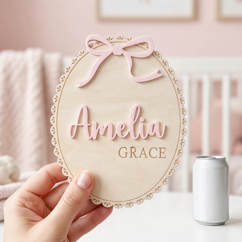 1Pc Plakat Nama Bayi Kayu deng - Baby Nursery Artwork ulasan dan harga