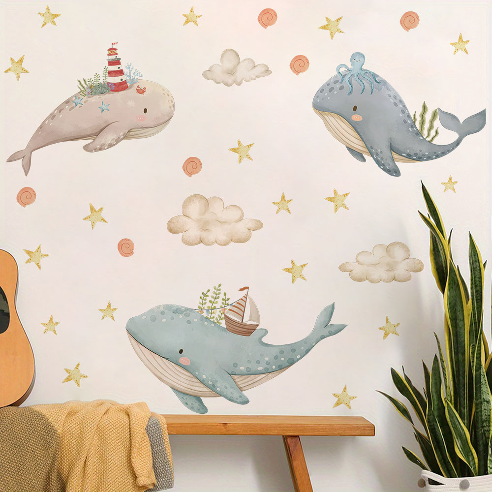 Stiker Dinding Bintang Paus La - Baby Nursery Ocean ulasan dan harga