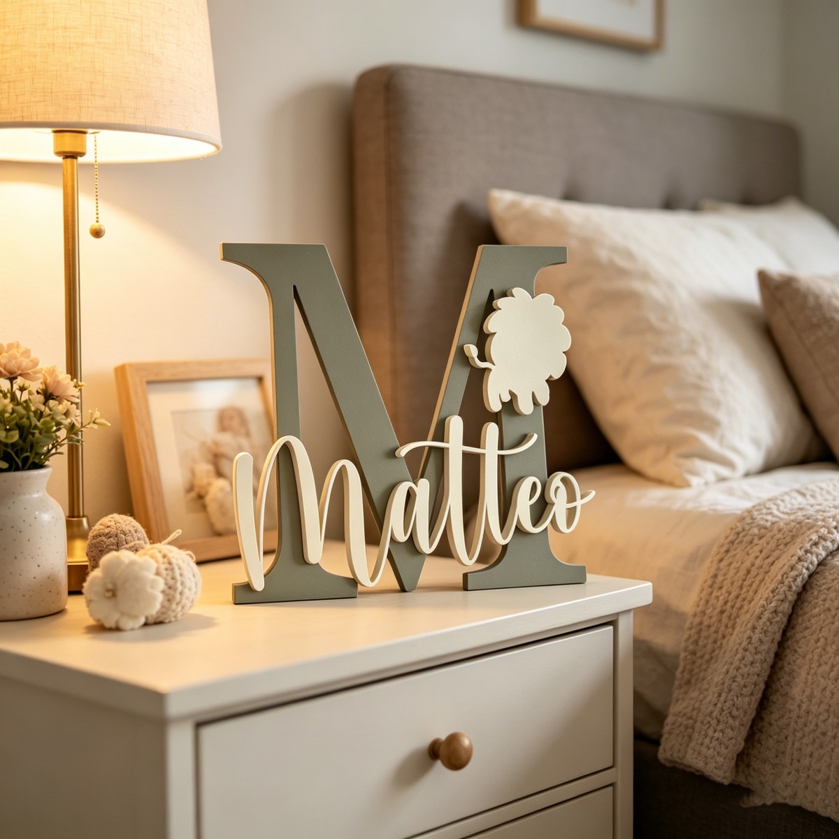 1 Buah Plakat Nama Kayu Inisia - Baby Nursery Diy ulasan dan harga