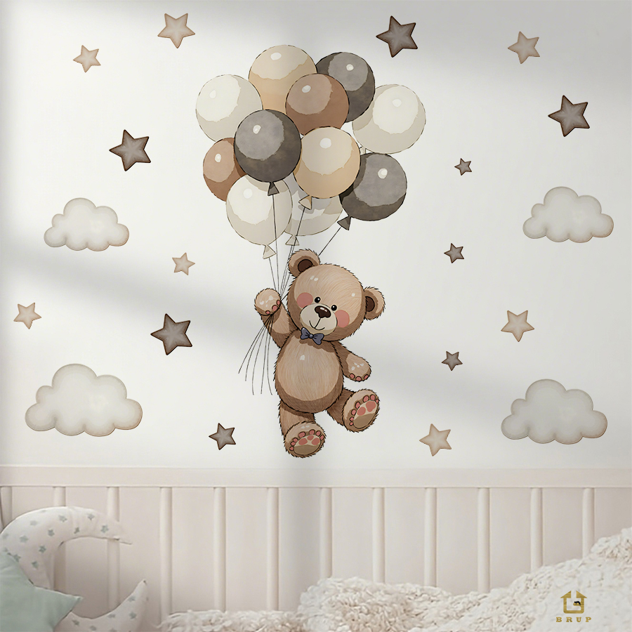 Stiker Dinding Beruang Teddy y - Baby Nursery Artwork ulasan dan harga