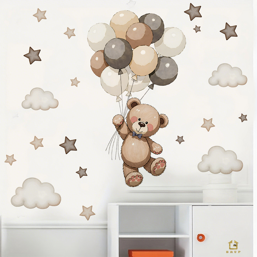 Stiker Dinding Beruang Teddy y - Baby Nursery Artwork ulasan dan harga