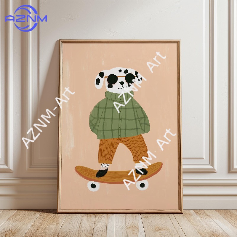 1 Buah Poster Skateboard Hewan - Baby Nursery Artwork ulasan dan harga
