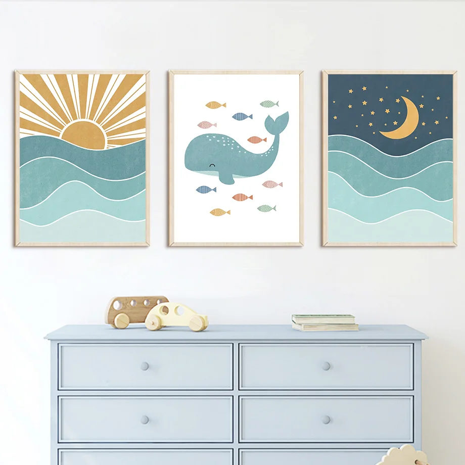 1 Buah Poster Lukisan Kanvas S - Baby Nursery Ocean ulasan dan harga