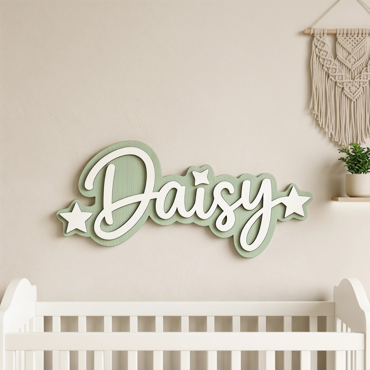 1 Buah Plakat Nama Kayu Hiasan - Baby Nursery Diy ulasan dan harga